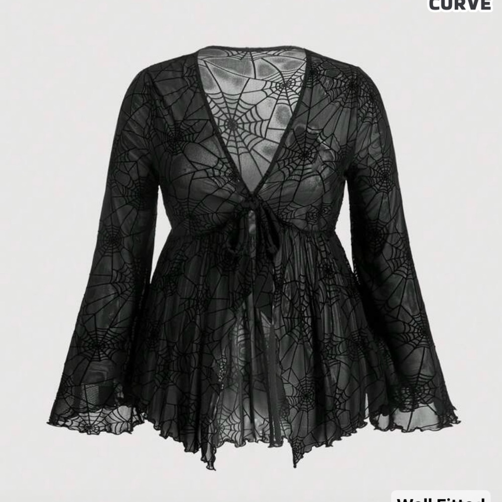 SHEIN Black Spider Web Blouse - Picture 3 of 3